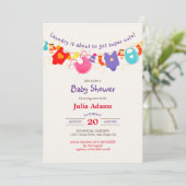 Invitation penderie violet orange jaune baby shower (Debout devant)