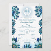 Invitation Pendjabi Sikh Mariage Anand Karaj Peacock (Devant)