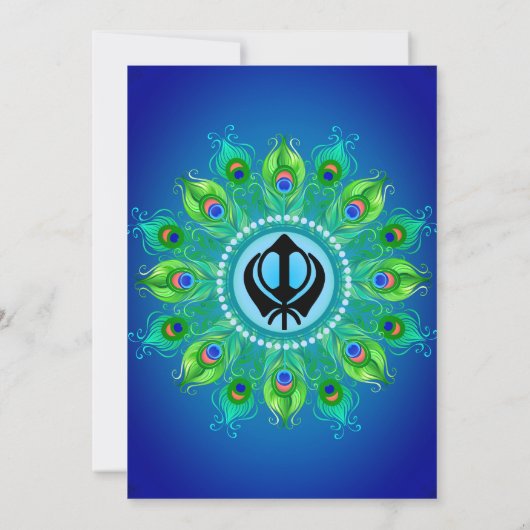 Invitation Pendjabi Sikh Mariage Anand Karaj Peacock (Dos)