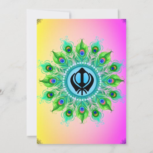 Invitation Pendjabi Sikh Mariage Anand Karaj Peacock (Dos)