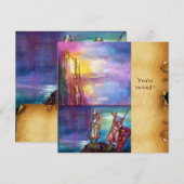 Invitation PENDRAGON Chevaliers médiévaux, Coucher de soleil (Devant / Derrière)