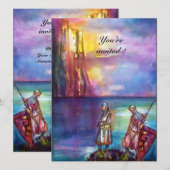 Invitation PENDRAGON Chevaliers médiévaux, Coucher de soleil (Devant / Derrière)