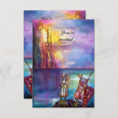 Invitation PENDRAGON Chevaliers médiévaux, Coucher de soleil  (Devant / Derrière)