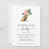 Invitation Pénétrer Dans 40 Talons D'Or Floral Chic Anniversa (Devant)