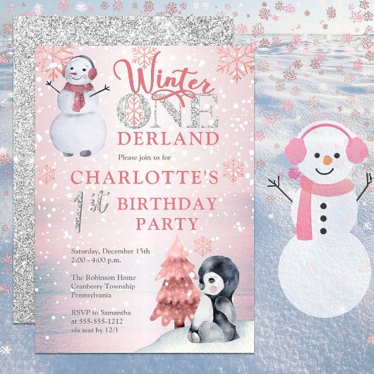 Invitation Penguin | Bonhomme de neige Winter ONEderland 1er 