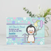 Invitation Penguin Cutie - Garçon premier anniversaire (Debout devant)