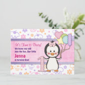 Invitation Penguin Cutie - Première Fille Anniversaire (Debout devant)