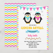 Invitation Penguin genre révéler l'invitation de la fête (Devant / Derrière)