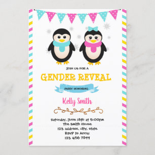 Invitation Penguin genre révéler l'invitation de la fête
