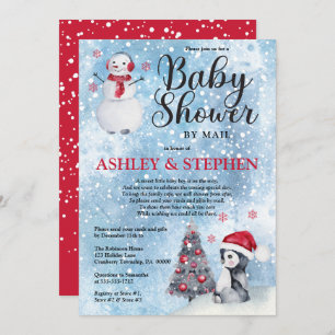 Invitation Penguin Snowman Winter Boy Baby shower par courrie