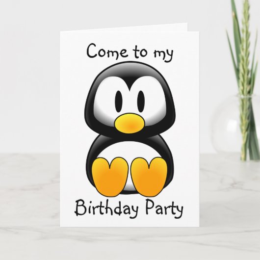 Invitation Penguin Venez à ma fête d'anniversaire - Customisé (Devant)