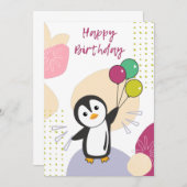 Invitation Penguin Vous Souhaite Bon Anniversaire (Devant / Derrière)