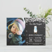 Invitation Penguin Winter Boy Photo Anniversaire (Debout devant)