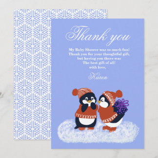 Invitation Penguin Winter Snow Birthday Baby Shower Thank you