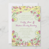 Invitation Pennant à Bunting coloré Tourbillonnant Mariage fl (Devant)