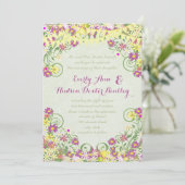 Invitation Pennant à Bunting coloré Tourbillonnant Mariage fl (Debout devant)