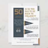 Invitation Pennants du collège | Blue & Gold 50th Birthday (Devant)