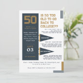 Invitation Pennants du collège | Blue & Gold 50th Birthday (Debout devant)