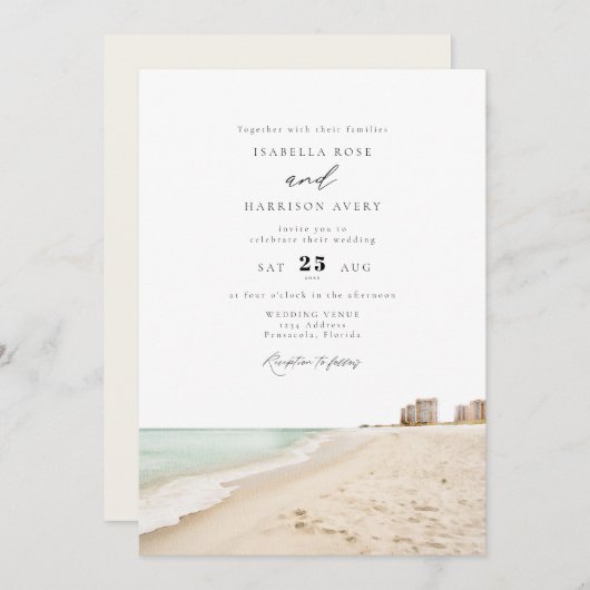 Invitation PENSACOLA FLORIDA Beach Destination Mariage (Devant / Derrière)