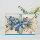 Invitation PENSE À MOI MONOGRAMME, FÊTE DE MARIAGE BLEUE arge (Debout devant)