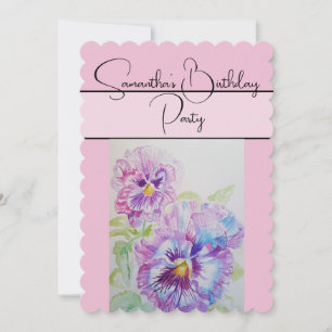 Invitation Pensée Aquarelle Pensées Fleur violet floral