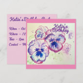 Invitation Pensée Pensées Fleur Violet Floral Rose (Devant / Derrière)