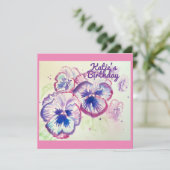 Invitation Pensée Pensées Fleur Violet Floral Rose (Debout devant)