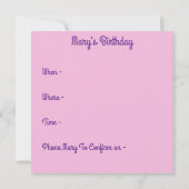 Invitation Pensée Pensées Fleur Violette Floral Rose Annivers (Dos)