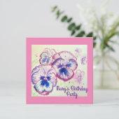 Invitation Pensée Pensées Fleur Violette Florale Rose Anniver (Debout devant)