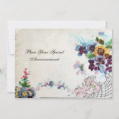 Invitation Pensées de mariage Floral Bleu Rose Blanc ROMANTIC (Dos)