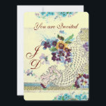 Invitation Pensées de mariage Floral Bleu Rose Blanc ROMANTIC<br><div class="desc">Conception élégante, romantique et chic. Élaboration graphique numérique dans le style vintage par Bulgan Lumini (c). Facile à personnaliser avec vos initiales et votre propre texte en tant que carte d'annonce de mariage/cérémonie / cartons de table / cartes de save-the-date / faveurs / cartes de remerciement / douches nuptiales /...</div>