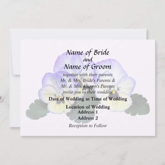 Invitation Pensées violettes et crème (Devant)