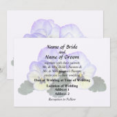 Invitation Pensées violettes et crème (Devant / Derrière)