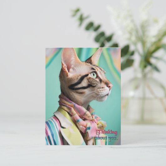 Invitation Penser À Vous Habillé Chat (Debout devant)