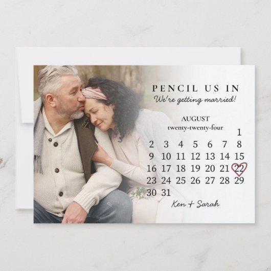 Invitation Pensez-nous dans Enregistrer la date août 2024 Cal (Devant)