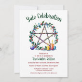 Invitation Pentacle étoilé festif de Yule Solstice d'hiver Wi (Devant)