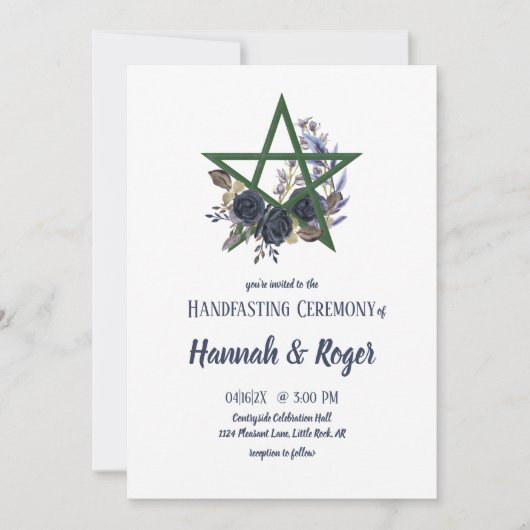 Invitation Pentacle floral gothique Pagan (Devant)