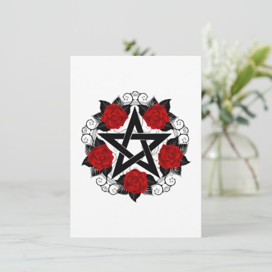 Invitation Pentagramme aux roses rouges (Debout devant)