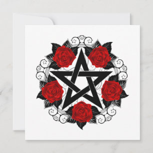 Invitation Pentagramme aux roses rouges