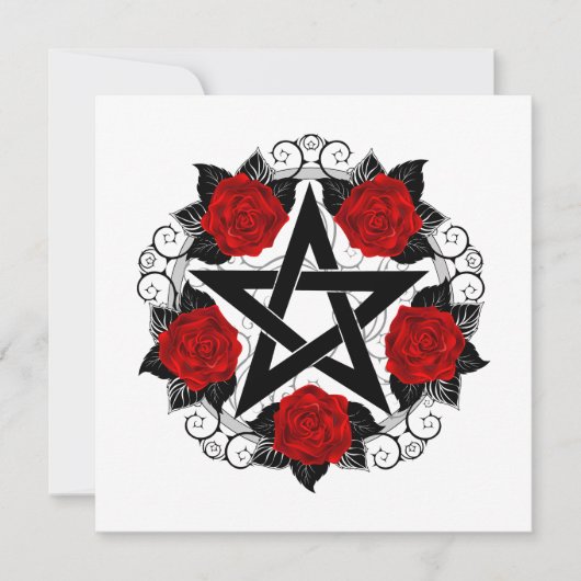 Invitation Pentagramme aux roses rouges (Devant)