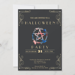 Invitation Pentagramme noir et or Halloween