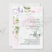 Invitation Peoné doux mariage élégant (Devant)