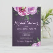 Invitation Peoné mauve d'été violet prune nuptiale douche (Debout devant)