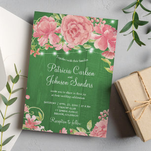 Invitation Peoné roux rustique et lumières sur le bois de gra