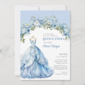 Invitation Peonées à fleurs bleues pastel Formal Gown Quincea (Devant)