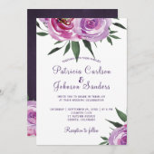 Invitation Peonées de mauve violet rustique bouquets de boho (Devant / Derrière)
