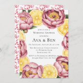 Invitation Peonées roses et Wedding shower citron (Devant / Derrière)