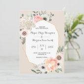 Invitation Peonies Anémones Blush Floral Aquarelle Mariage (Debout devant)