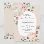 Invitation Peonies Anémones Blush Floral Aquarelle Mariage (Devant / Derrière)