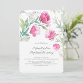 Invitation Peonies Aquarelle Vintage Bouquet Mariage (Debout devant)